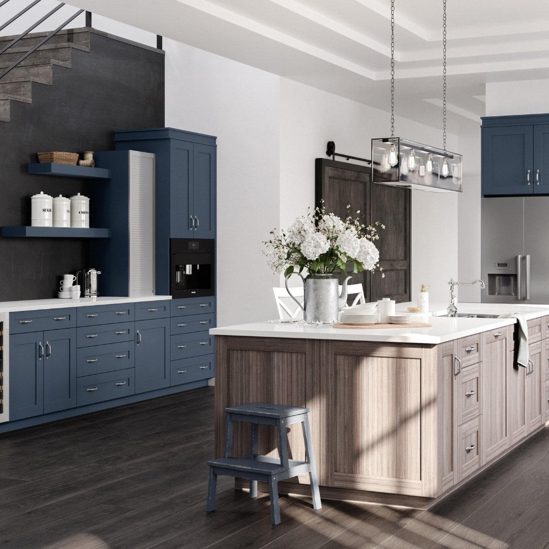 blue kitchen cabinets for cabin style