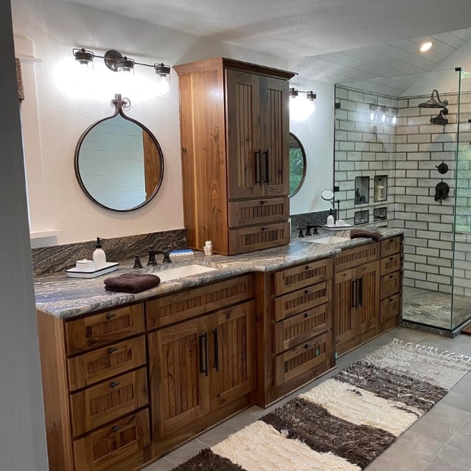 rustic real wood large double vanity