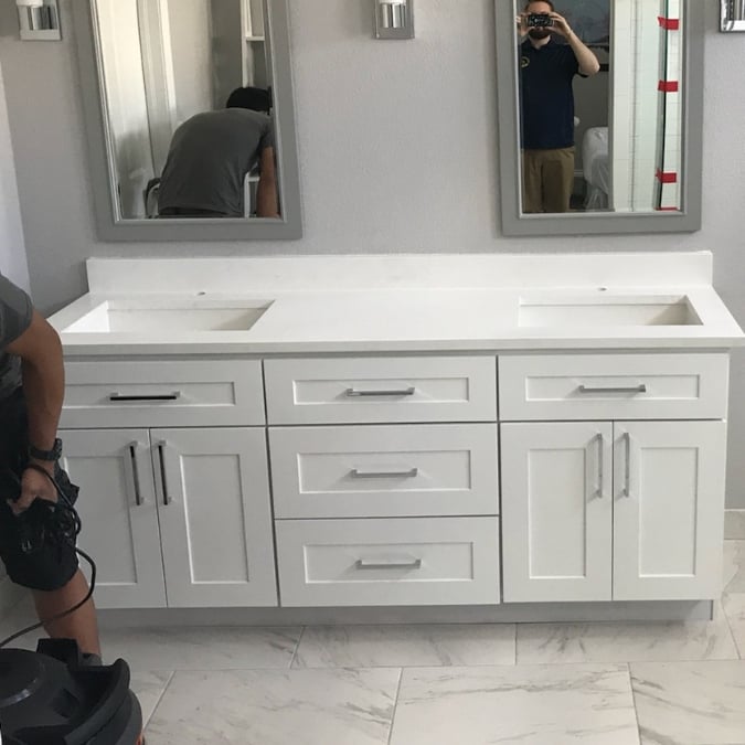 shaker style white vanity